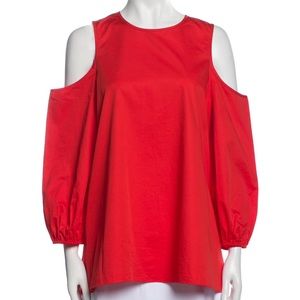 TIBI $330 Deep Orange Cold Shoulder Blouse - EU 10 / L